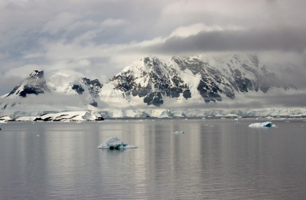 Water and snowy mountains